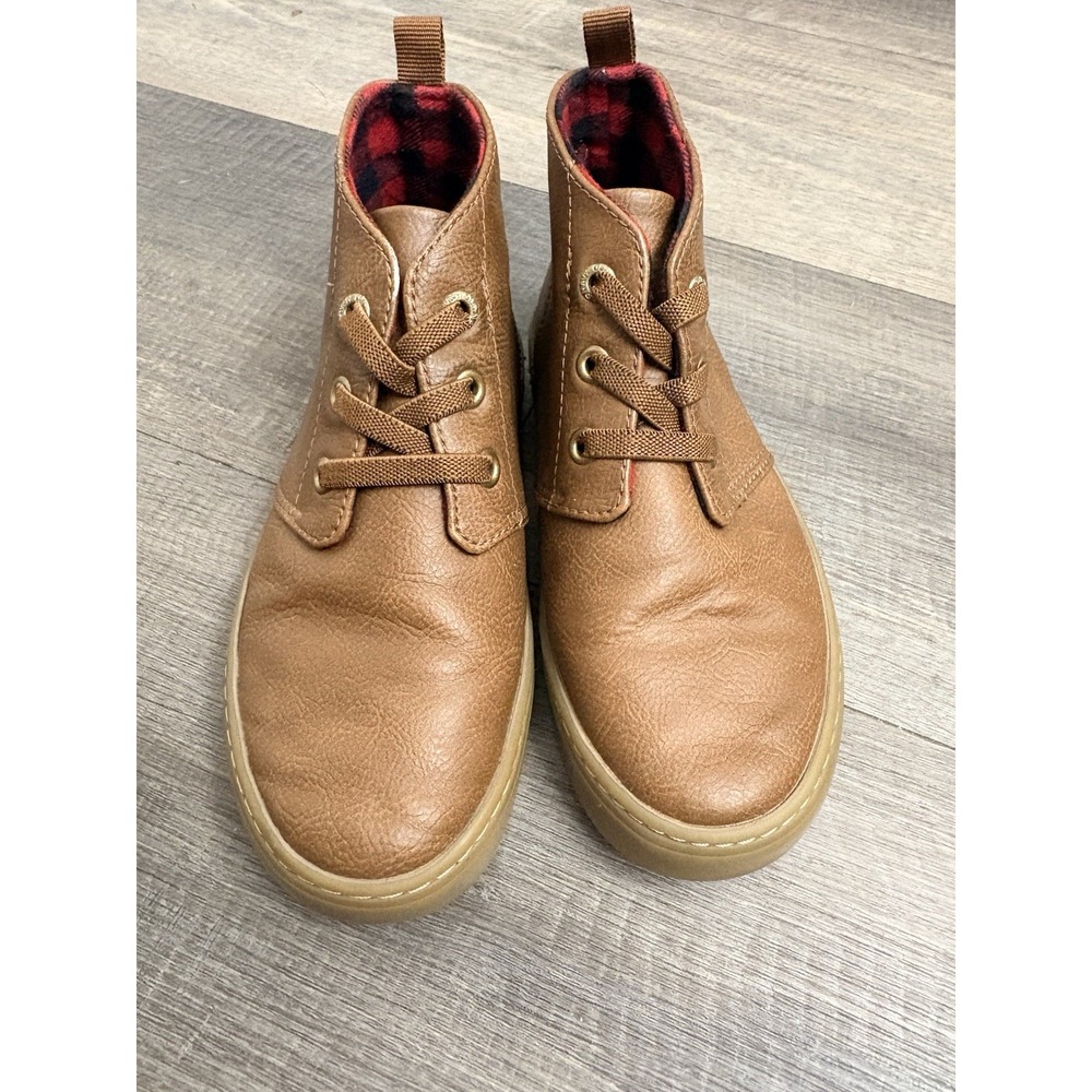 Old Navy Shoes Boys Size 12 Cognac Brown Chukka Sneaker 1994 Boots Plaid Lined
